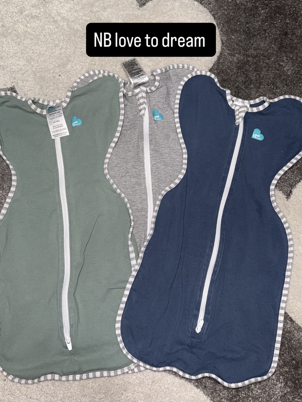 Love to Dream Swaddle Transition Sleepsuits - Green, Gray, Navy